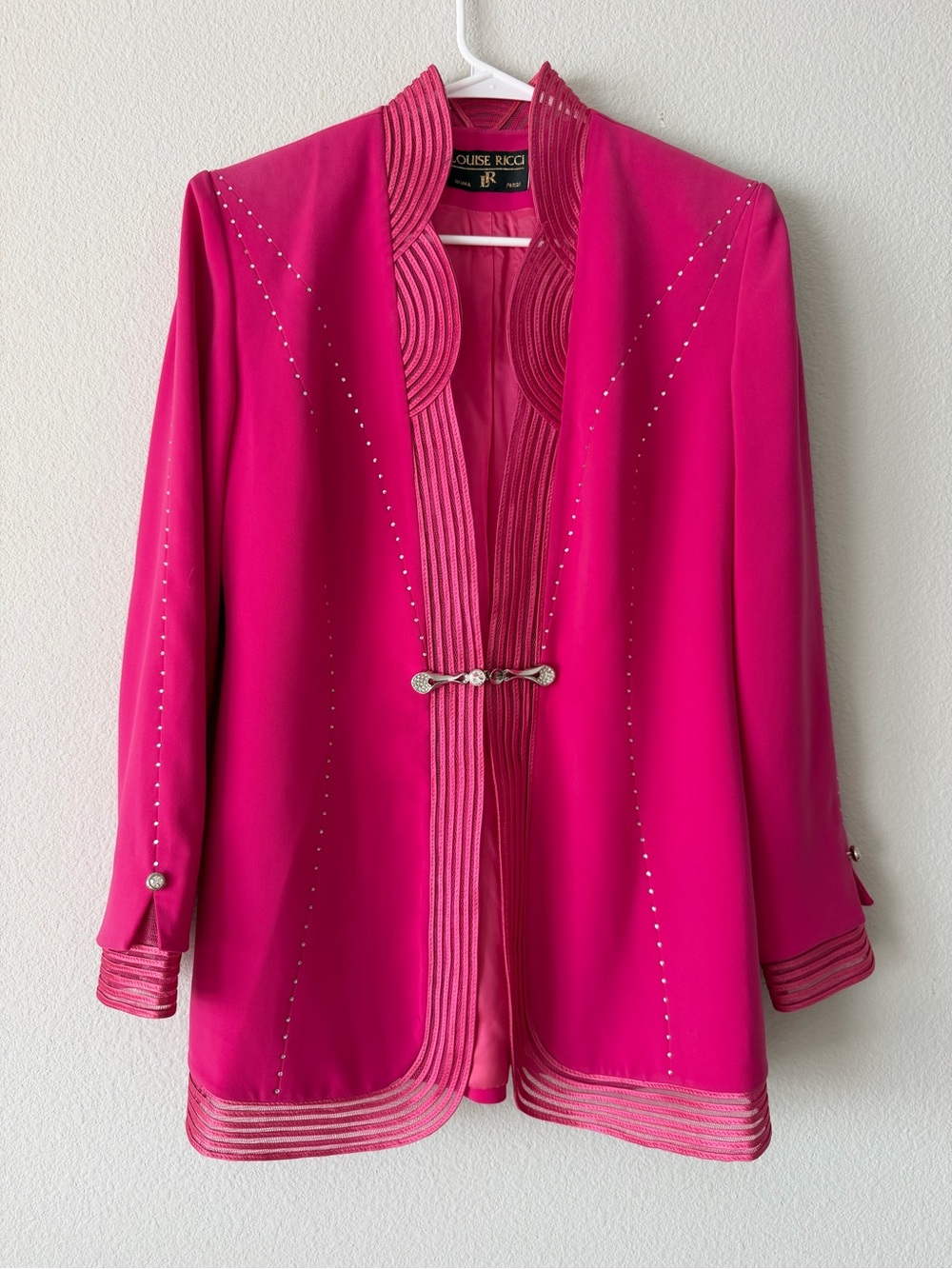 Vintage Louise Ricci Roma Paris Pink Rhinestone Women’s Blazer S/M Evening Chic
